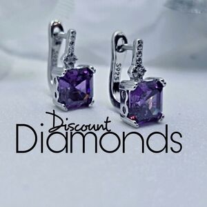 Purple Amethyst Leverback Earrings on 925 Sterling Silver 